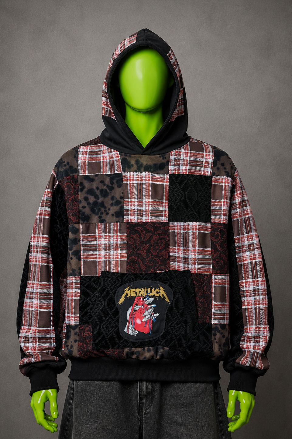 Metallica Oversized Patchwork Hoodie – Metal Grunge | Streetwear | Unisex