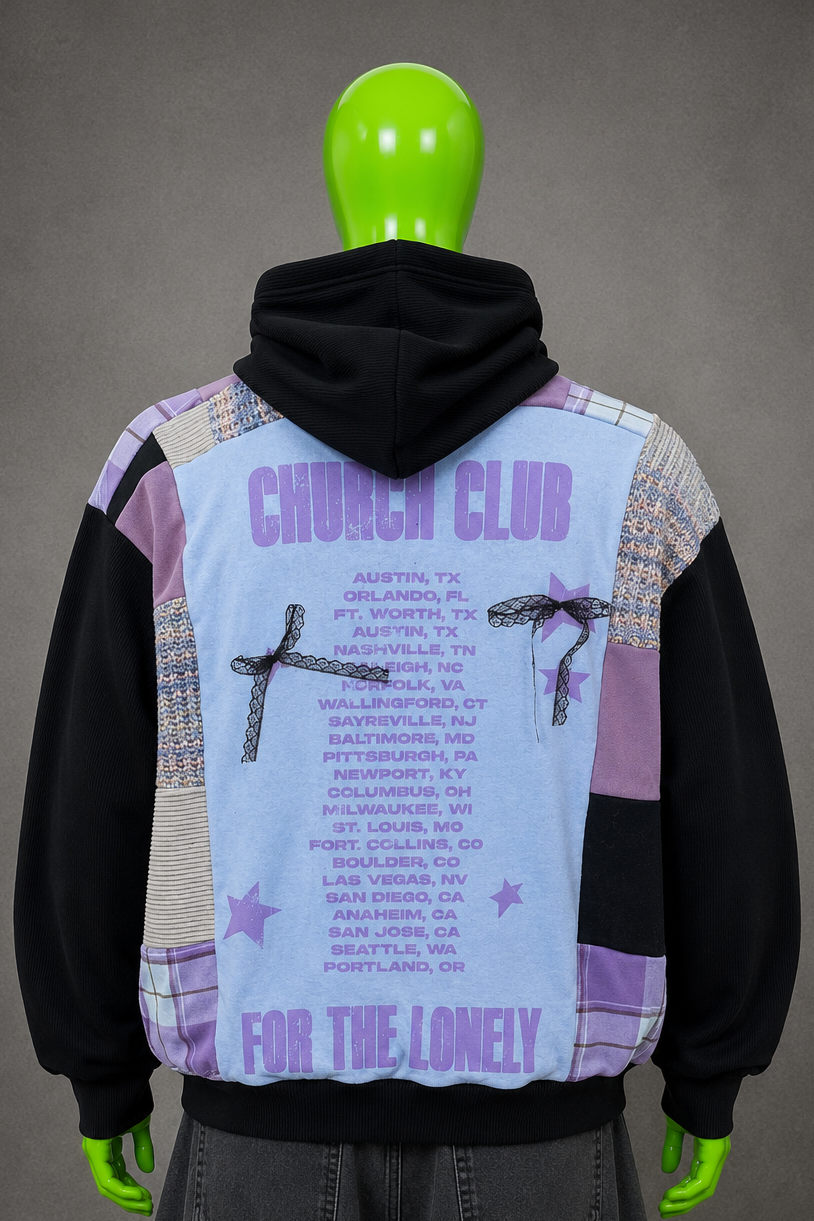 Nessa Barrett Upcycled Patchwork Hoodie – Indie Streetwear | Y2K Aesthetic
