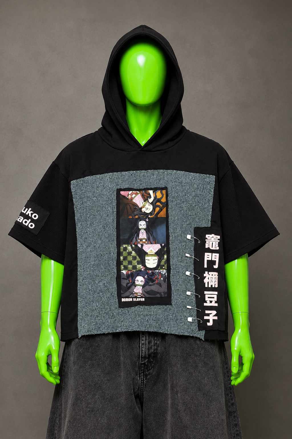 Nezuko Kamado Demon Slayer Anime Handmade Custom Reworked Hoodie | XL | 1 of 1 Streetwear | Cut & Sew