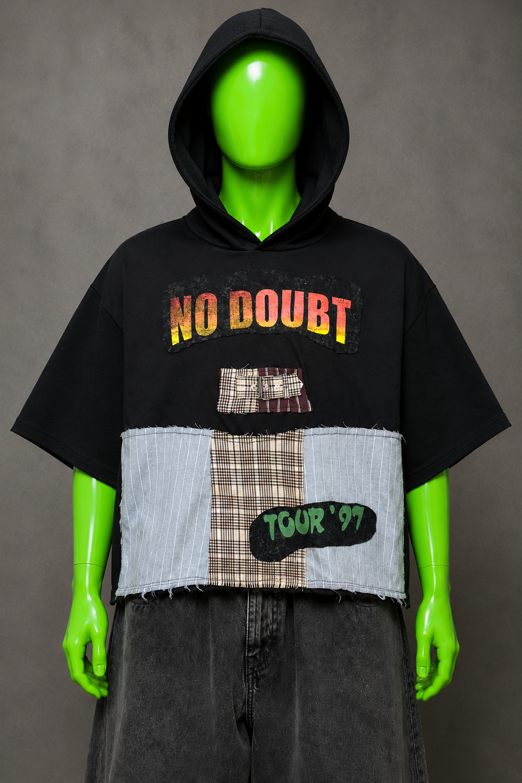 No Doubt Reworked Patchwork Hoodie – Punk Pop Streetwear | Y2K Alt | Unisex
