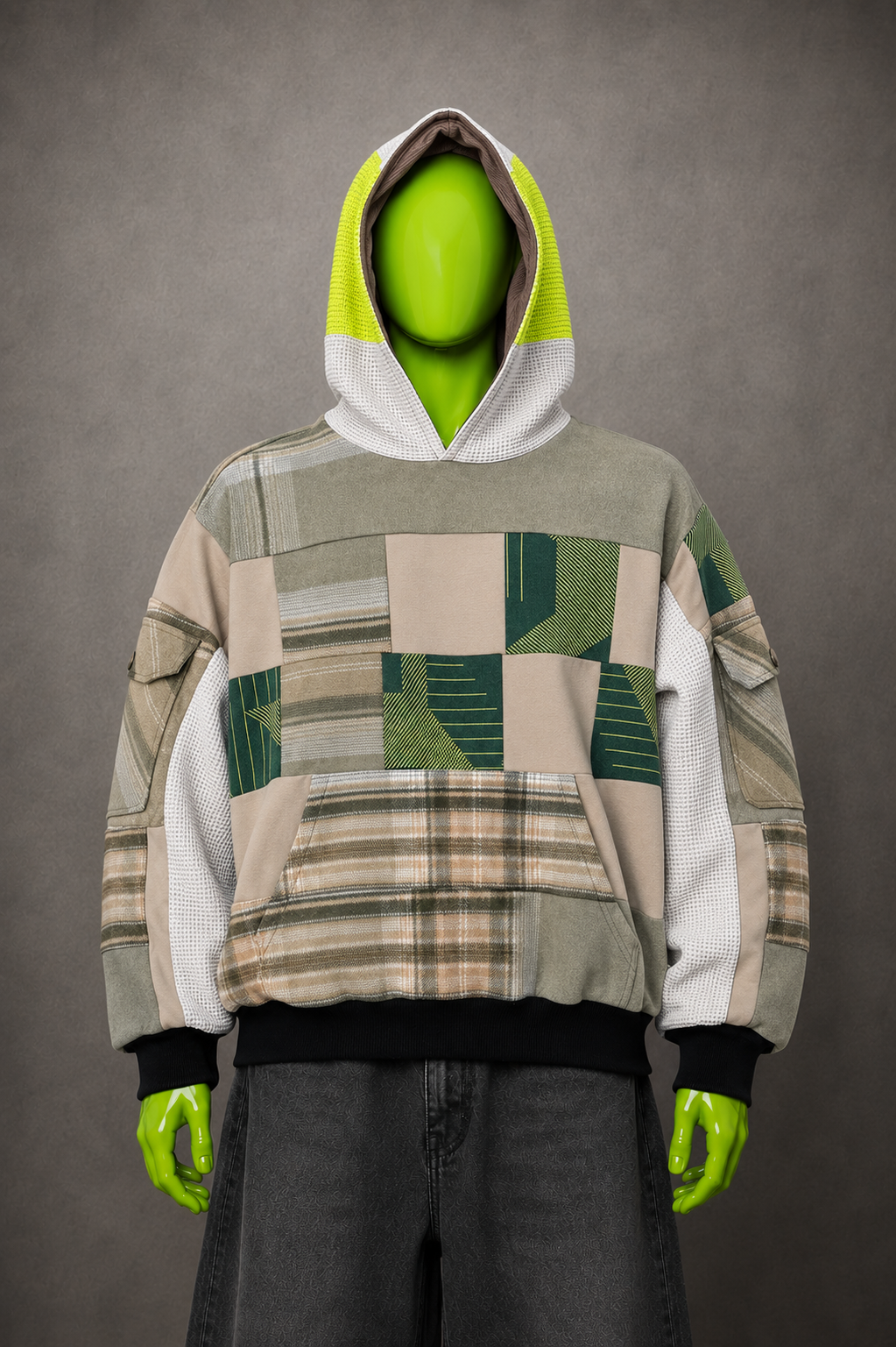 Noah Kahan Patchwork Hoodie – 90s Streetwear | Porch Light Upcycled | 1of1