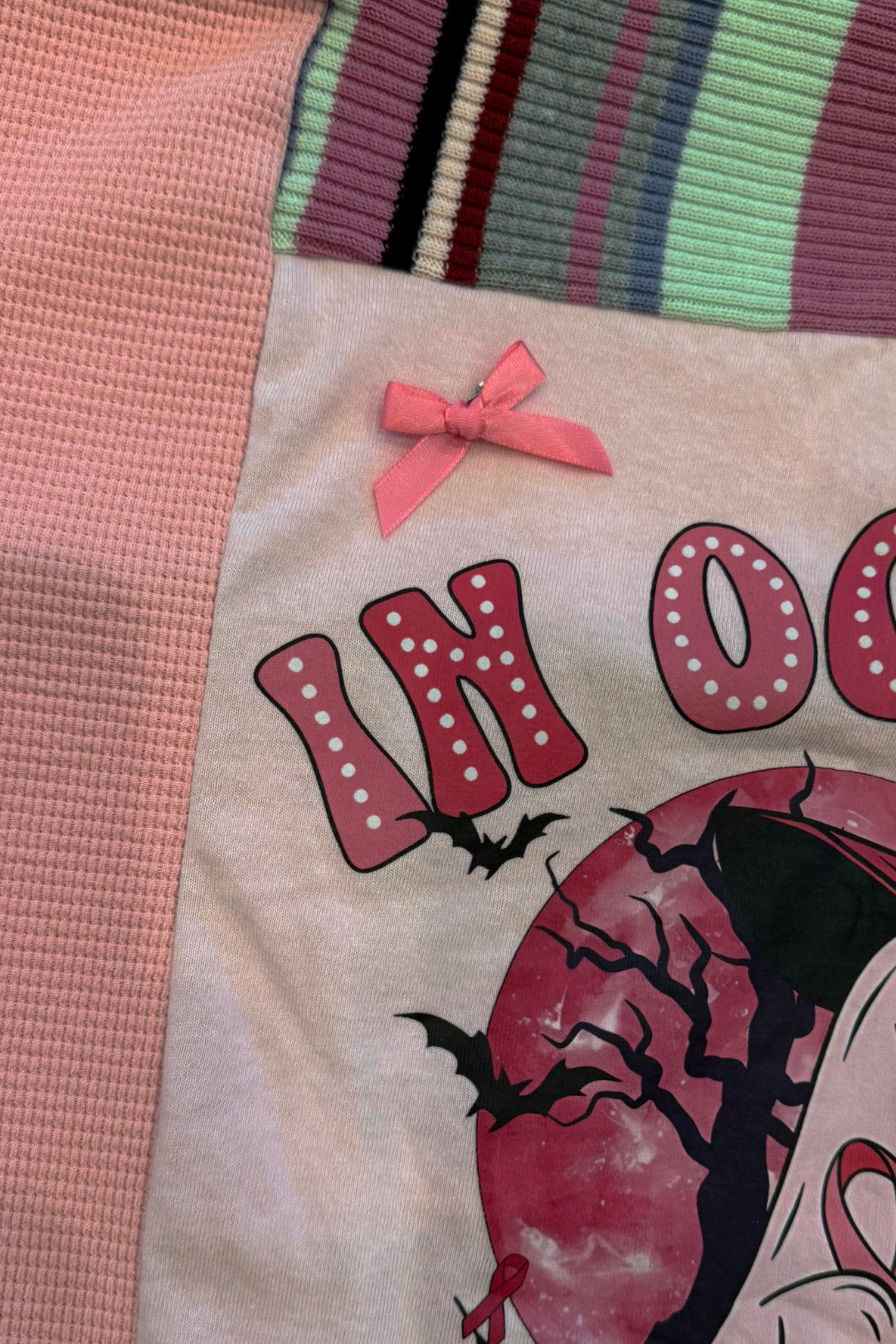October We Wear Pink Cancer Awareness Handmade Custom Reworked Hoodie | XL | 1 of 1 Streetwear | Cut & Sew