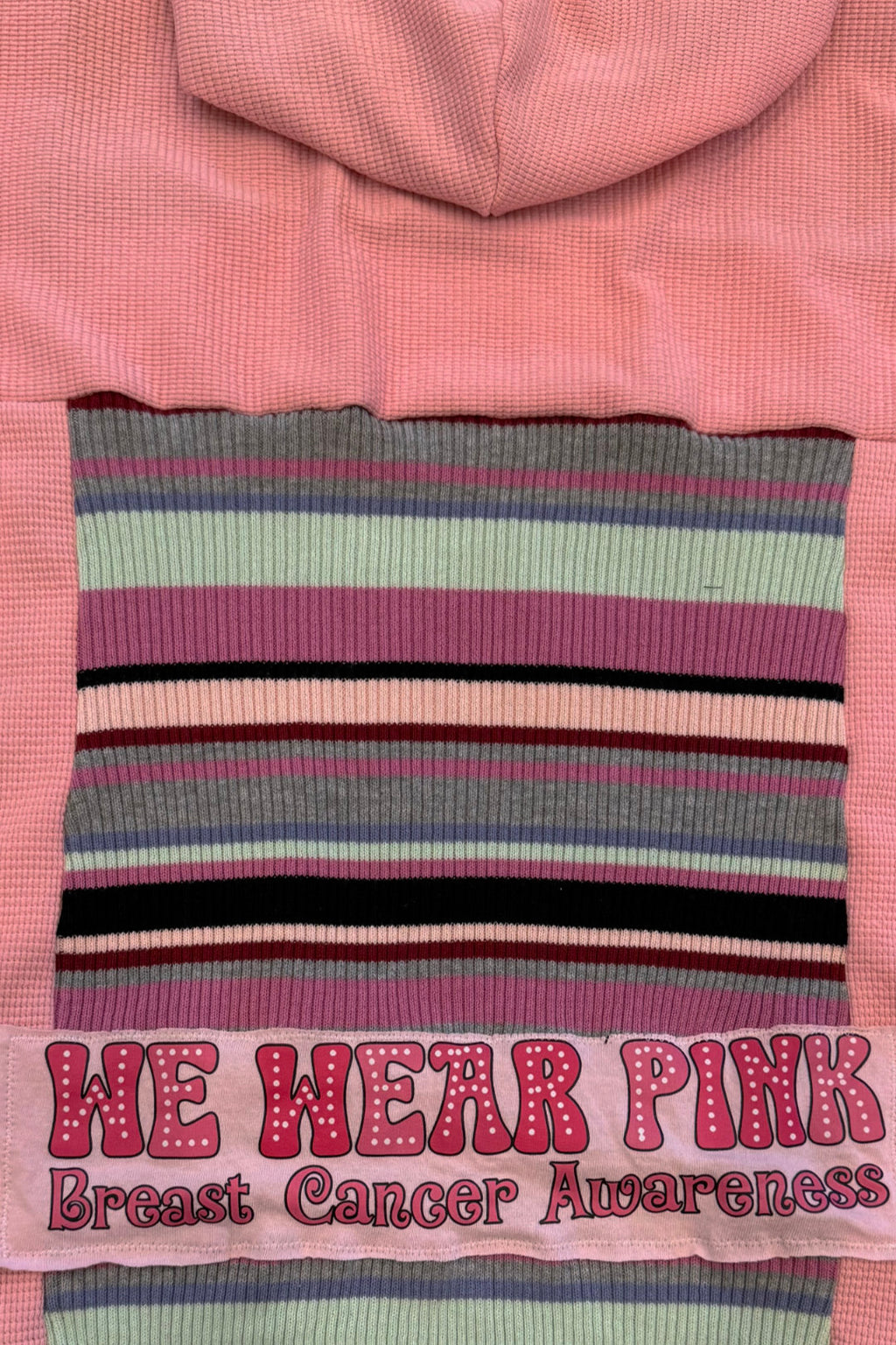 October We Wear Pink Cancer Awareness Handmade Custom Reworked Hoodie | XL | 1 of 1 Streetwear | Cut & Sew