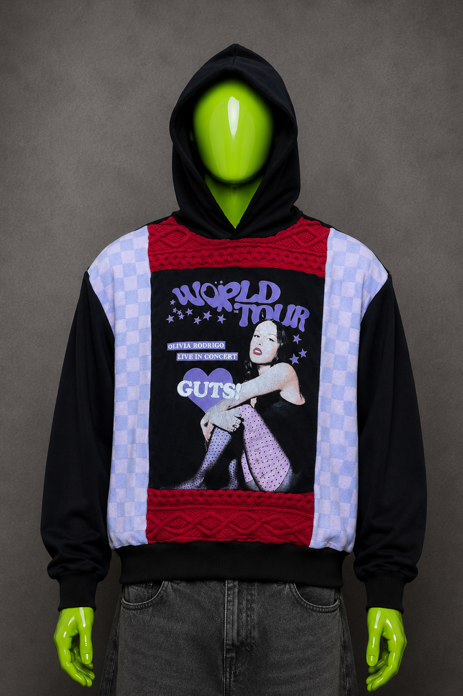 Olivia Rodrigo Distressed Hoodie – Y2K Reworked Streetwear | Alt Aesthetic