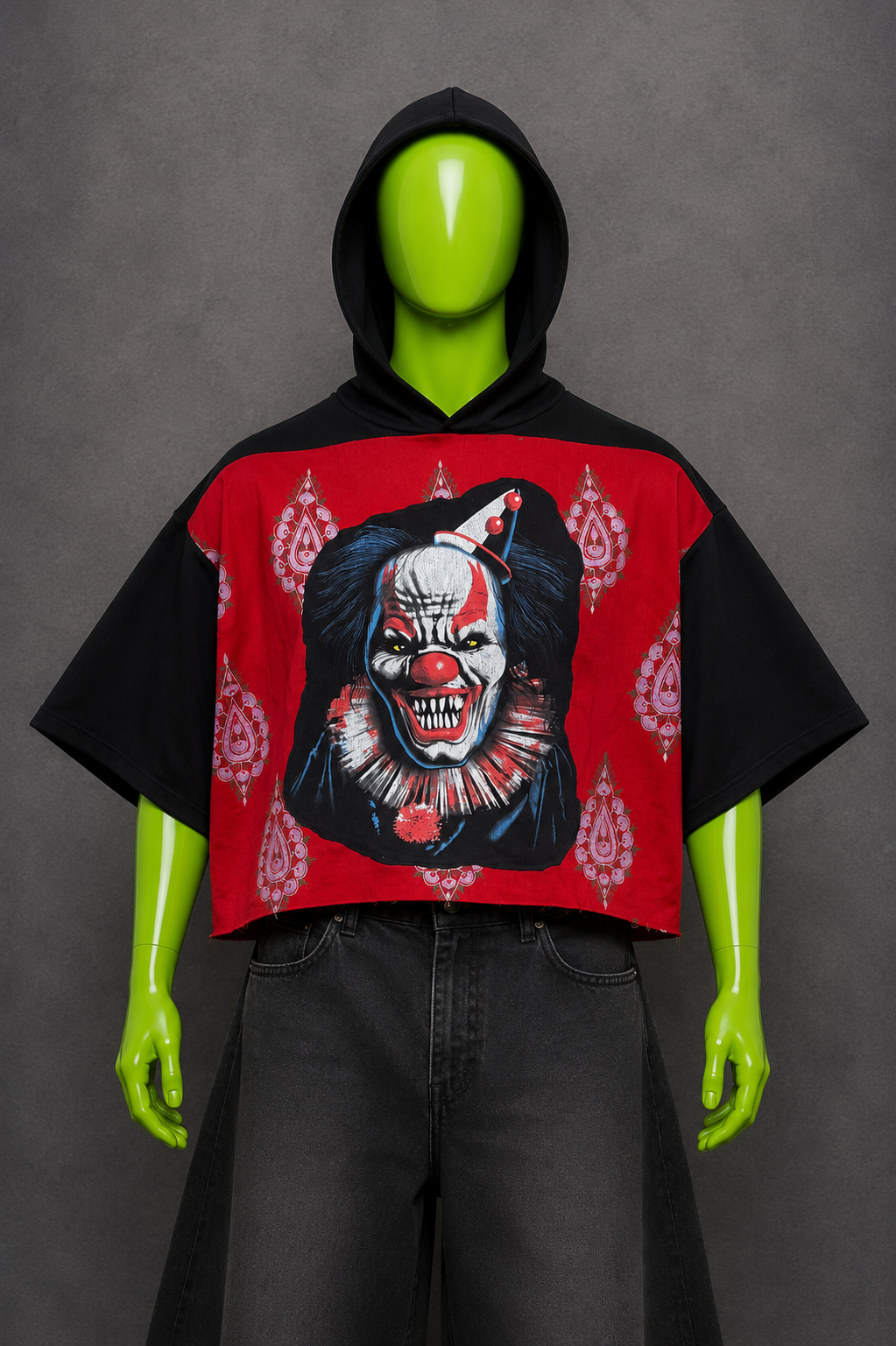 Pennywise Clown IT Halloween Reworked Patchwork Hoodie – Horrorcore Streetwear