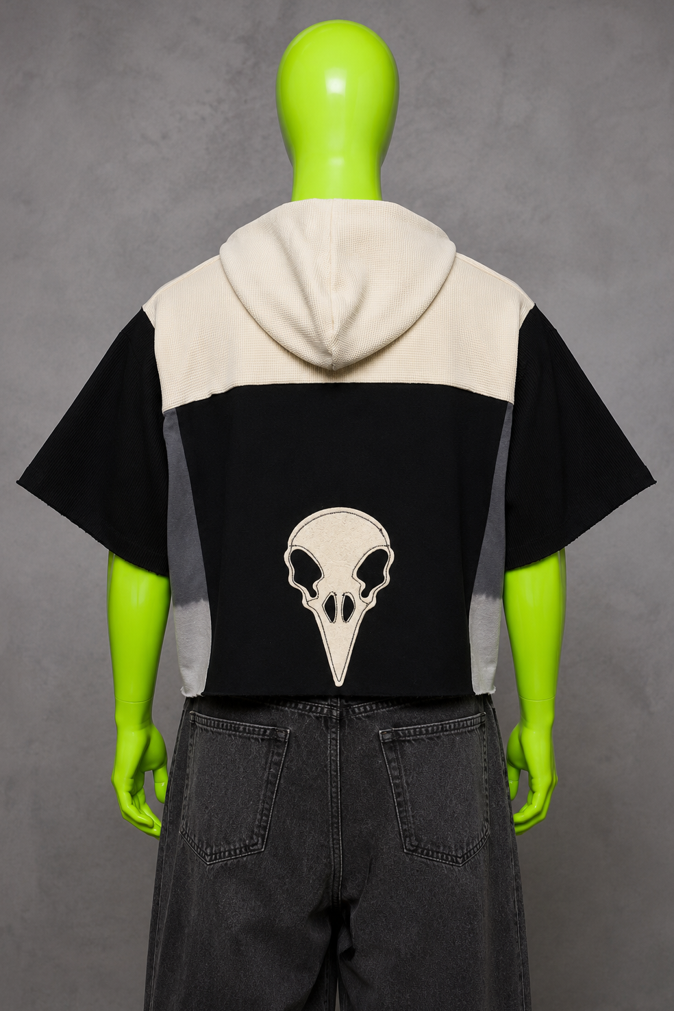 Poison Raven Skull Reworked Patchwork Hoodie –  Horrorcore Streetwear | Unisex