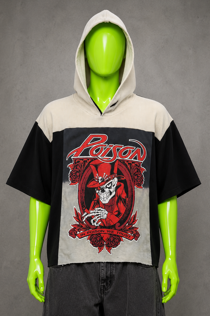 Poison Raven Skull Reworked Patchwork Hoodie –  Horrorcore Streetwear | Unisex