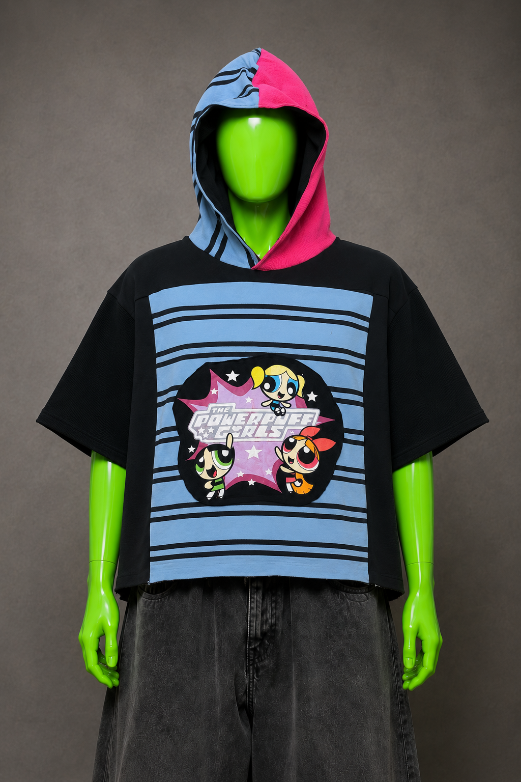 Powerpuff Girls Upcycled Hoodie – Reworked Cartoon Streetwear | One of One