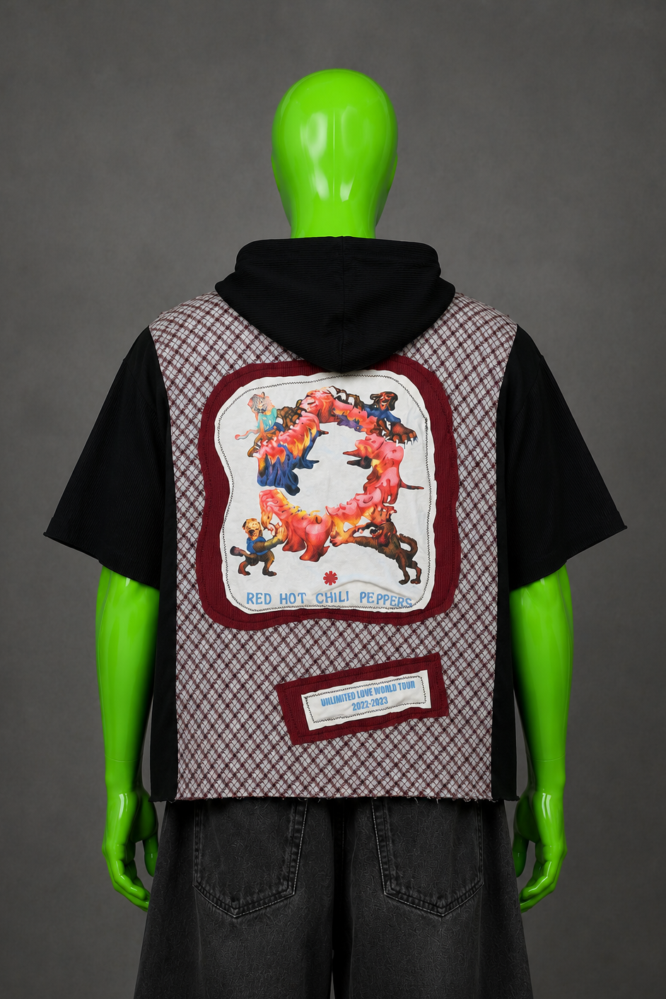 Red Hot Chili Peppers Oversized Patchwork Hoodie – Punk Grunge | Streetwear