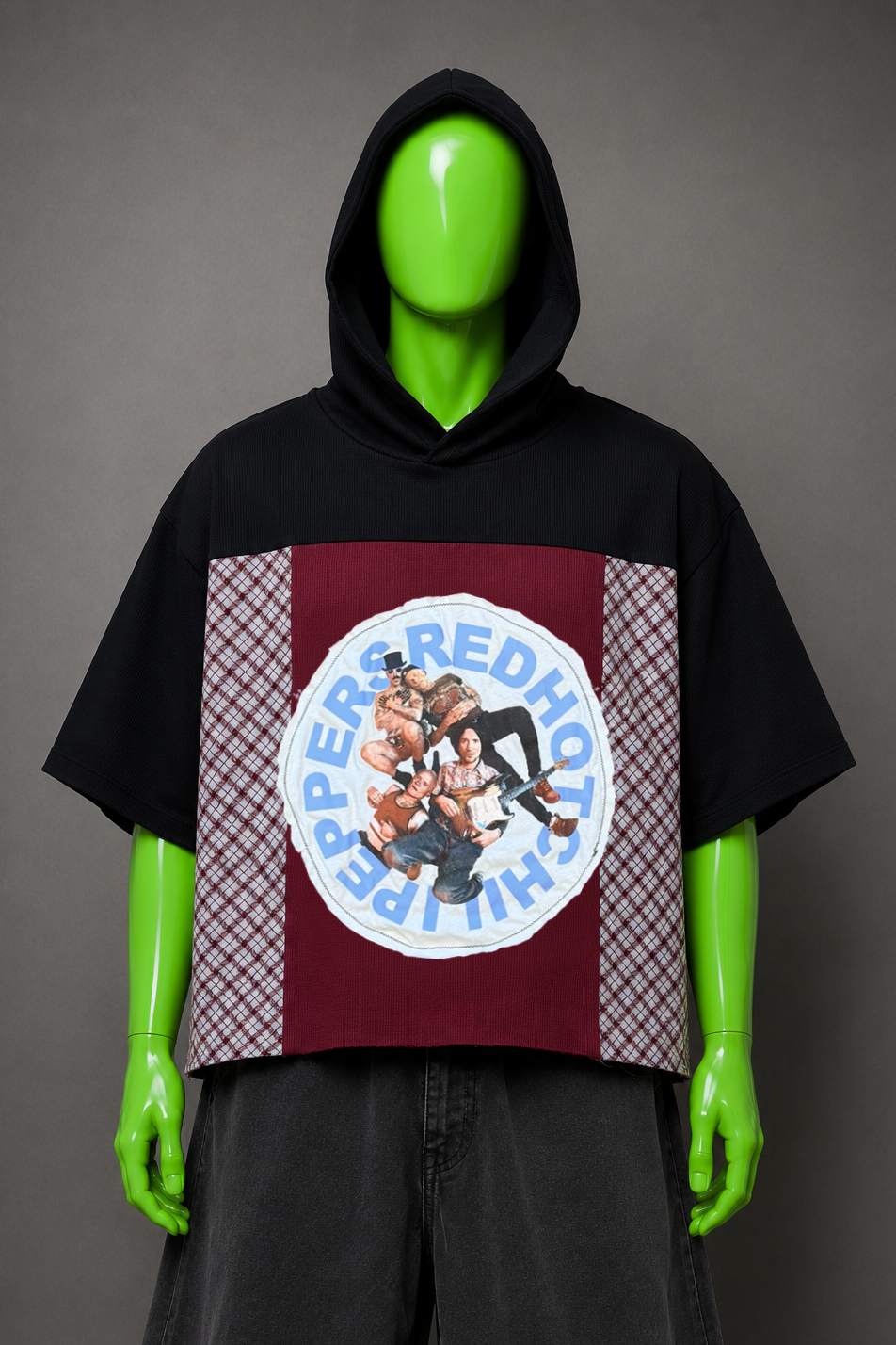 Red Hot Chili Peppers Oversized Patchwork Hoodie – Punk Grunge | Streetwear
