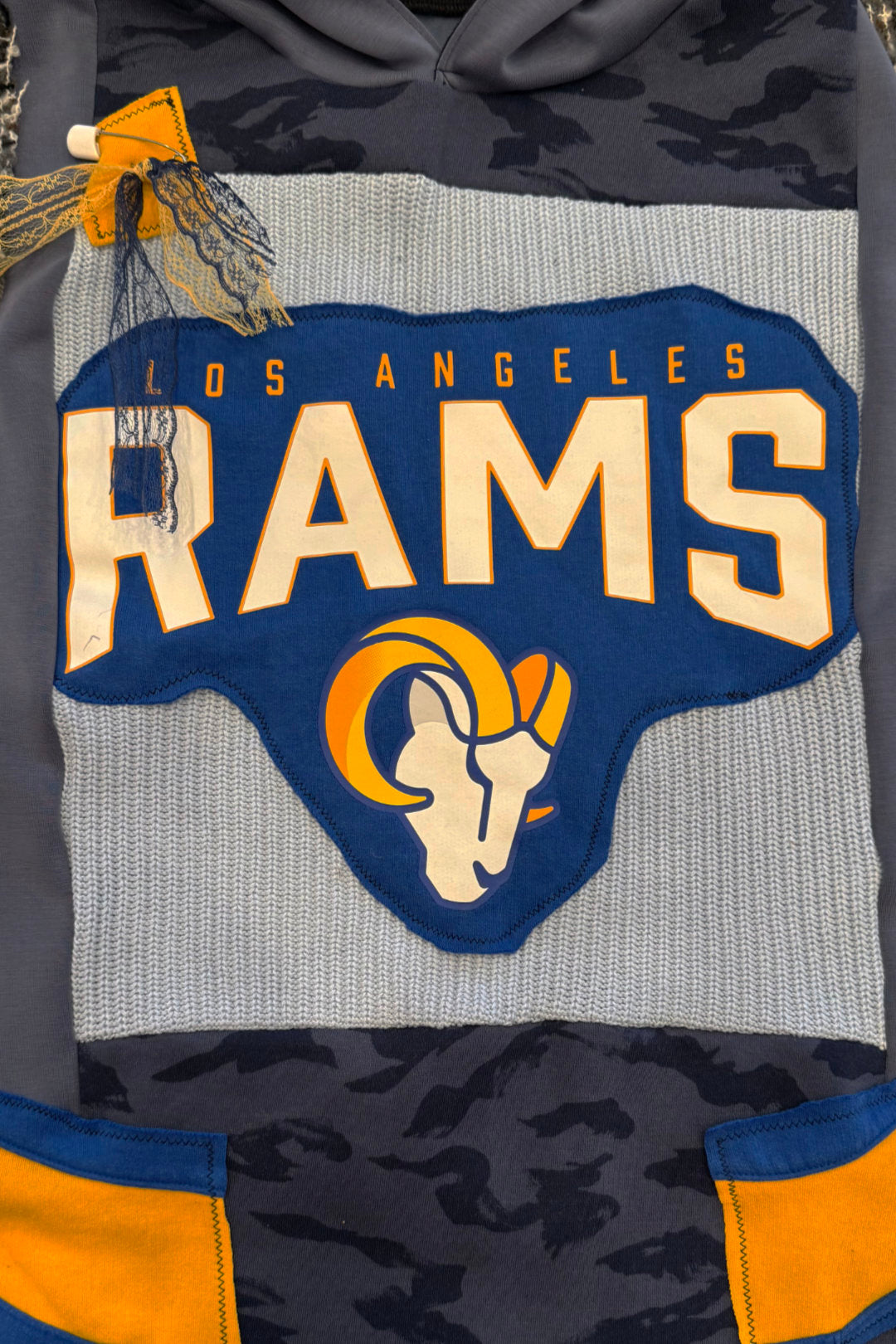 LA Rams Football Streetwear Handmade Custom Reworked Hoodie | XL | 1 of 1 Streetwear | Cut & Sew
