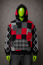 Rancid Punk Argyle Patchwork Hoodie – Grunge Aesthetic | Streetwear Fit | Unisex