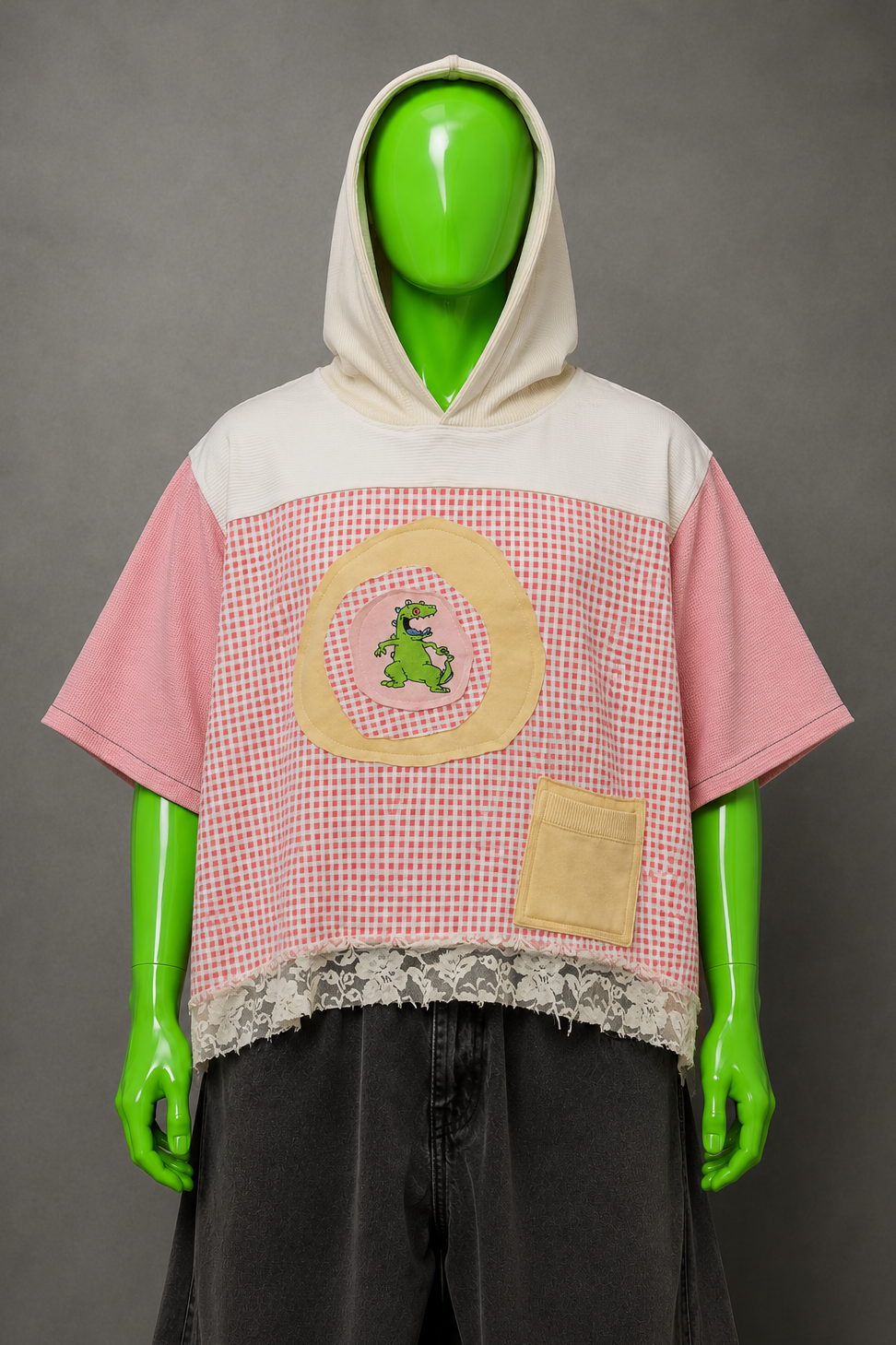 Rugrats Reptar Upcycled Hoodie – Nostalgic Streetwear | Kidcore Throwback | 1of1