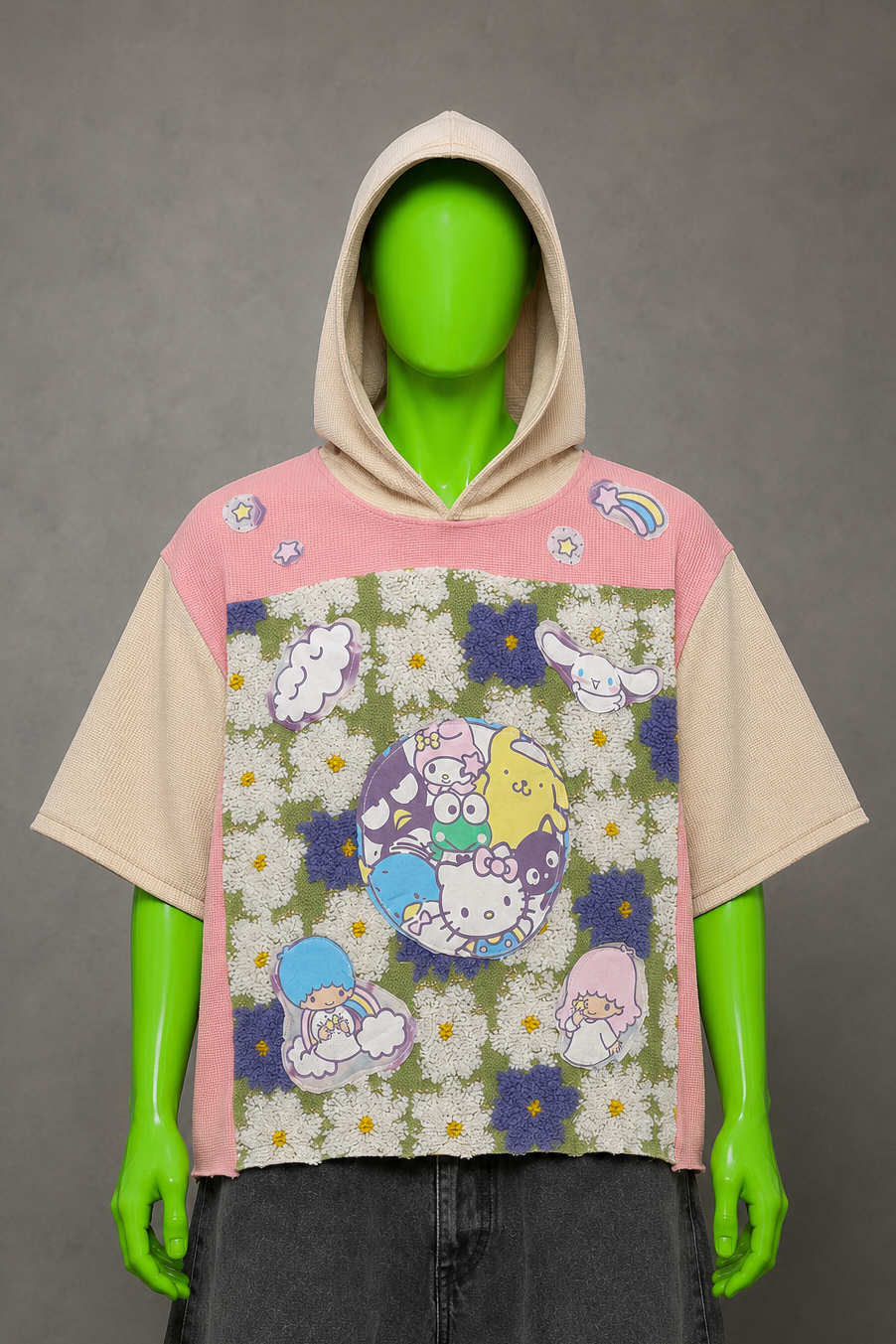 Sanrio Hello Kitty Y2K Kidcore Handmade Custom Reworked Hoodie | XL | 1 of 1 Streetwear | Cut & Sew