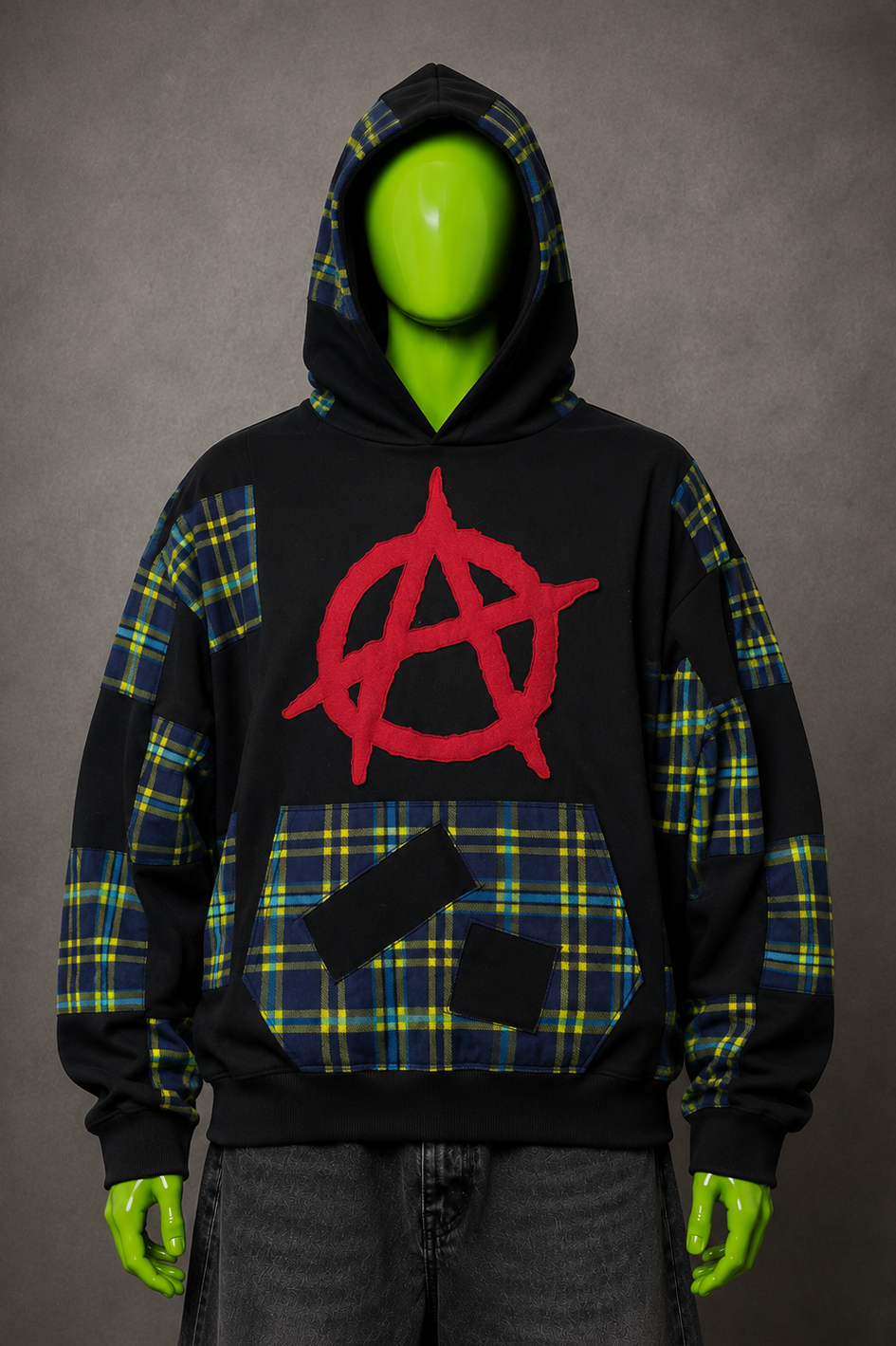 Sex Pistols Anarchy Oversized Patchwork Hoodie – Punk Grunge | Streetwear | 1of1