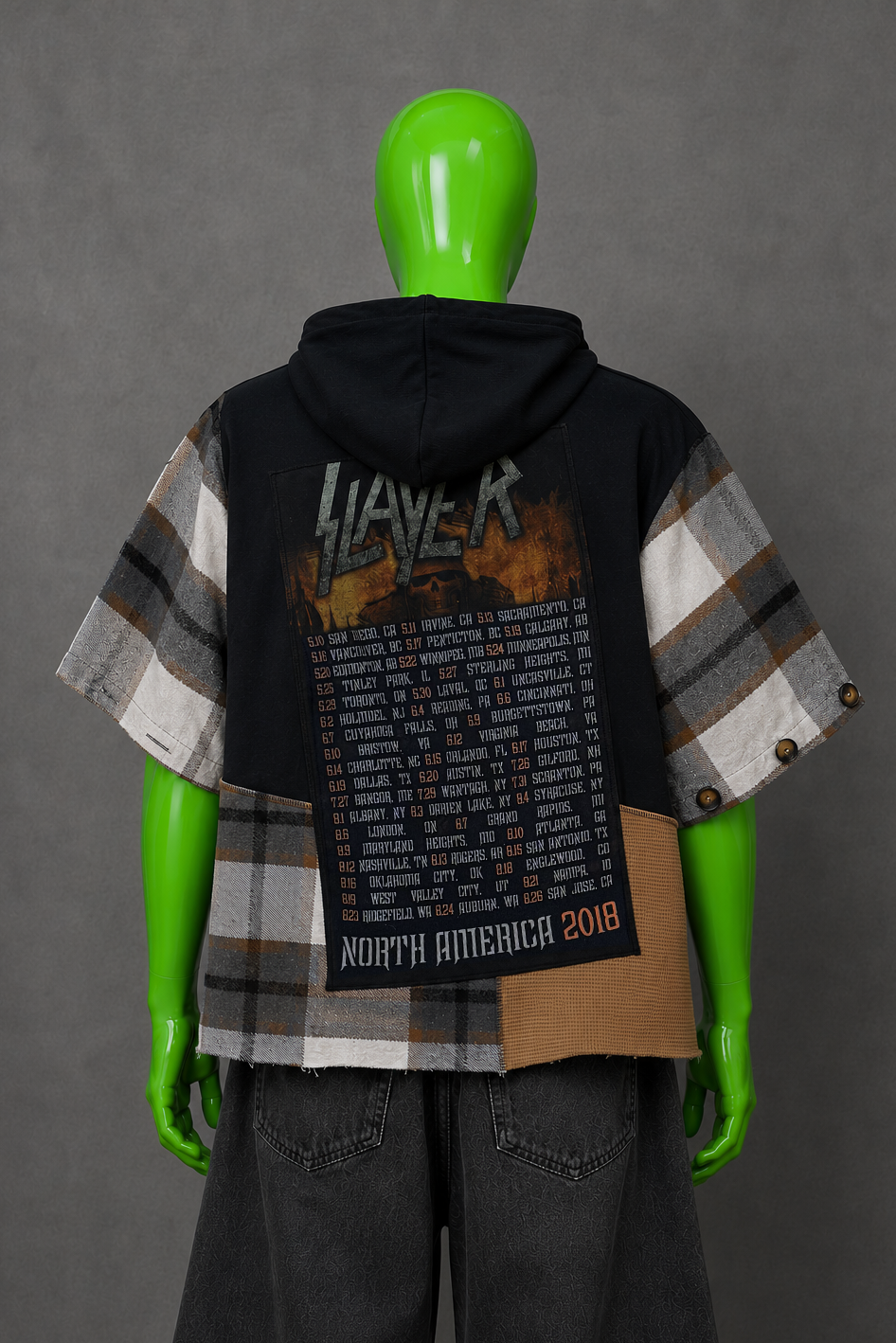 Slayer Asymmetrical Distressed Upcycled Hoodie – Metal Streetwear | Y2K Alt
