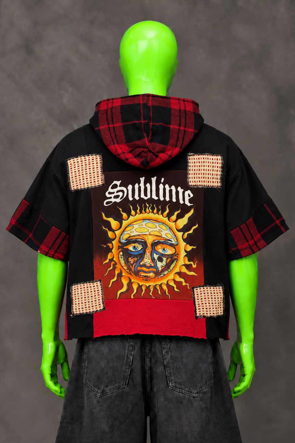 Sublime Patchwork 90s Grunge Streetwear Handmade Custom Reworked Hoodie | XL | 1 of 1 Streetwear | Cut & Sew