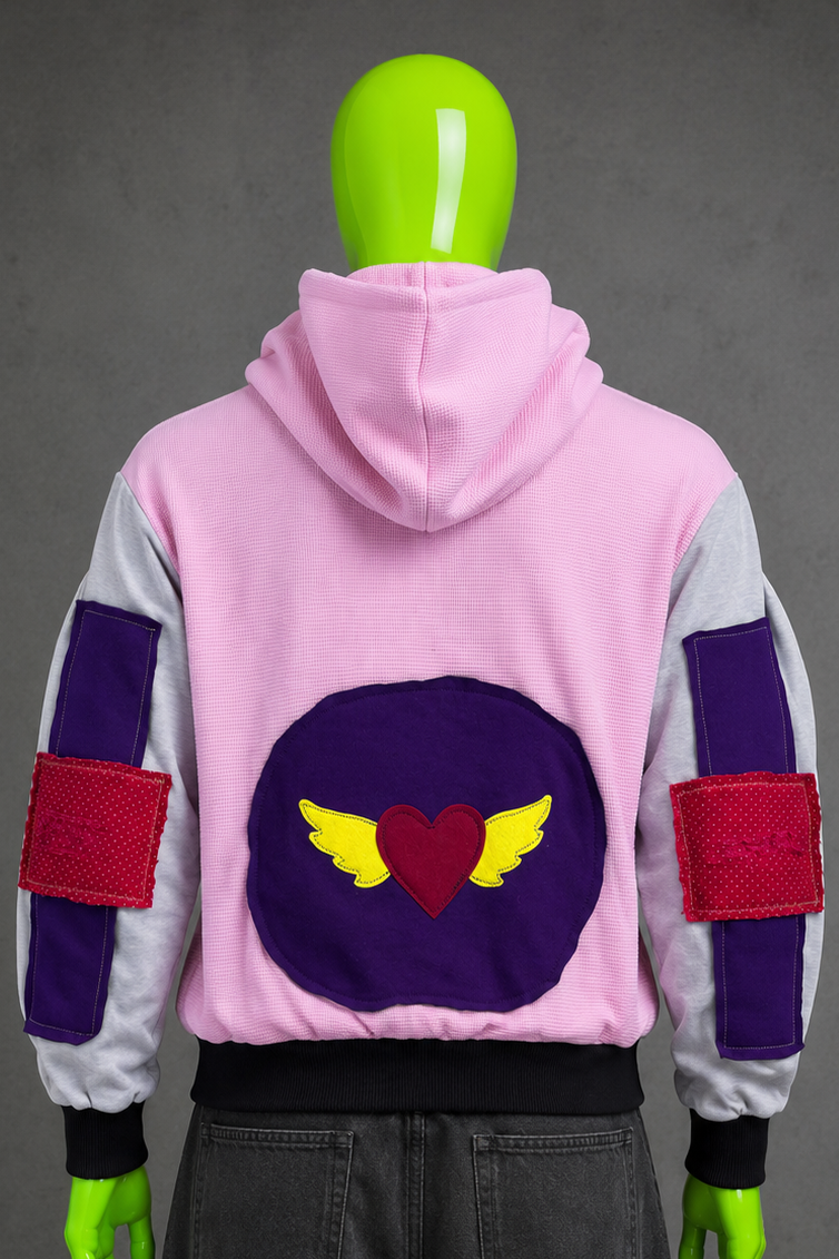 Tamagotchi Patchwork Hoodie – Kawaii Aesthetic | Reworked Unisex Streetwear Fit