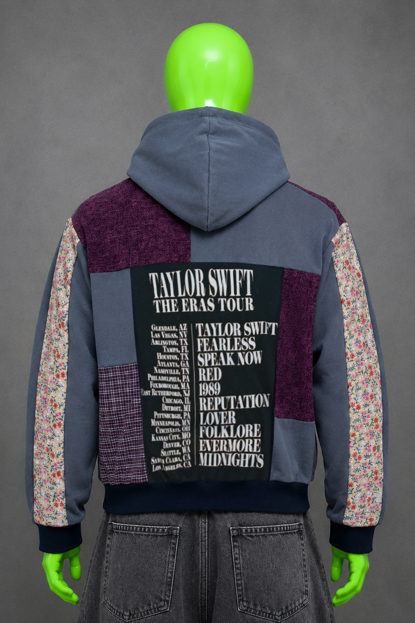 Taylor Swift Upcycled Patchwork Hoodie – Y2K Streetwear | Indie Style | Unisex