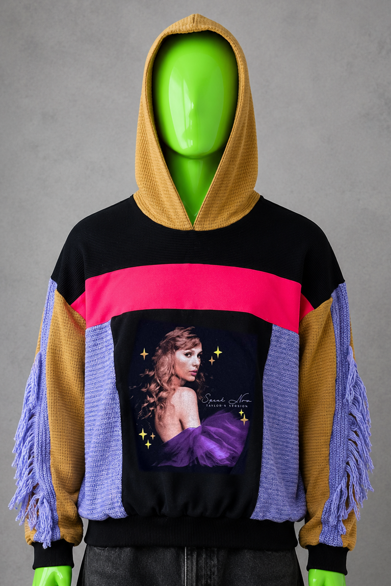 Taylor Swift Bohemian Hoodie – Upcycled Streetwear | Fringe | Festival Fit