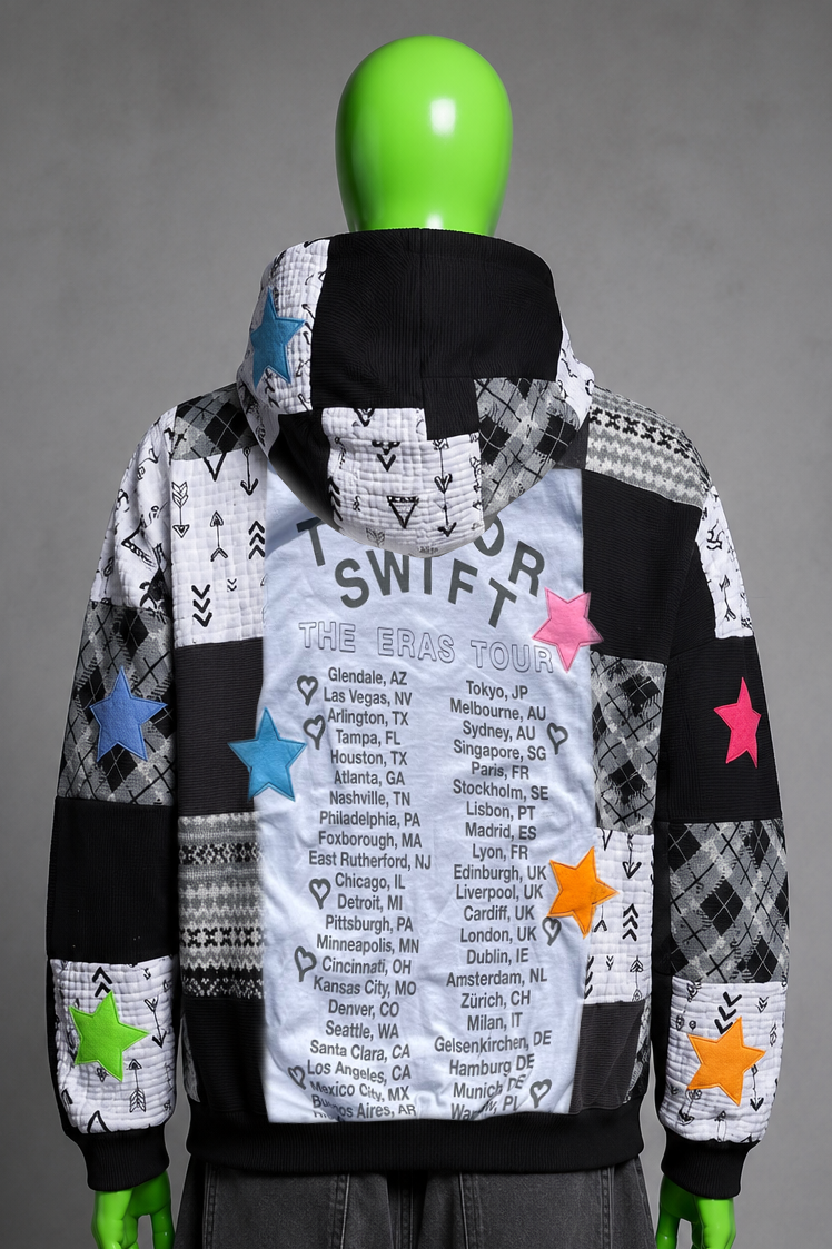Taylor Swift Stars Distressed Hoodie – Y2K Vintage Streetwear | Alt Aesthetic