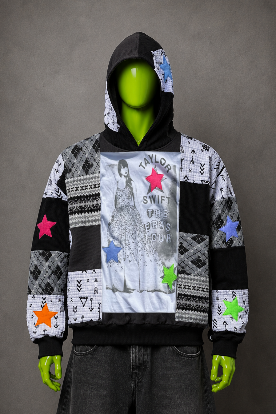 Taylor Swift Stars Distressed Hoodie – Y2K Vintage Streetwear | Alt Aesthetic