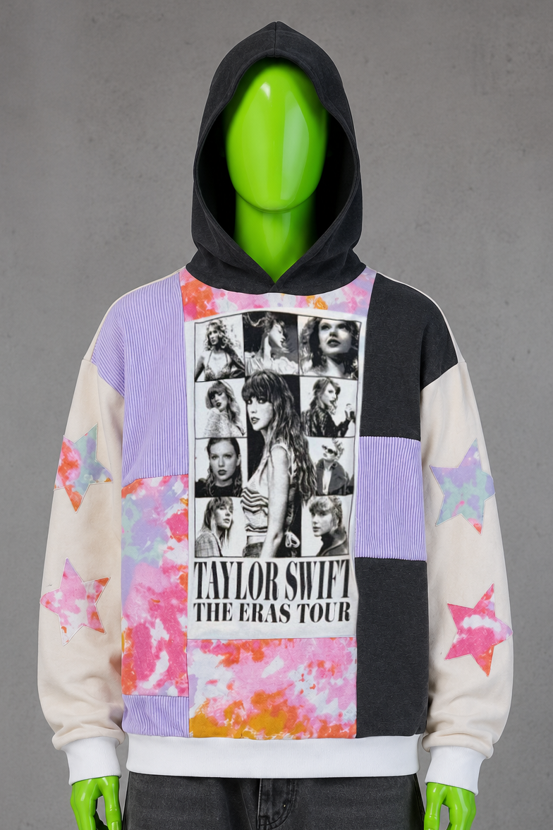 Taylor Swift Reworked Patchwork Hoodie – 2000s Streetwear | Indie Style | 1of1