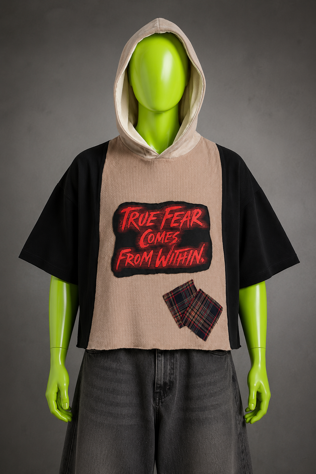 True Fear Horror Nights Reworked Patchwork Hoodie – Halloween Streetwear | Y2K