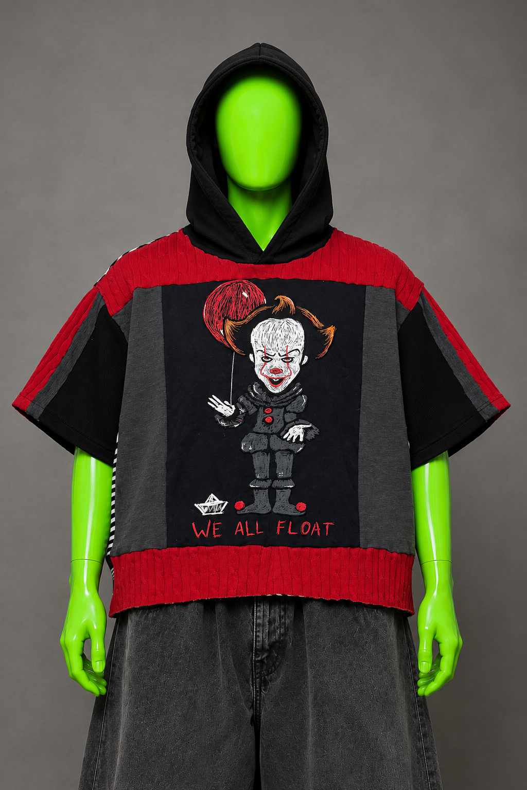 Pennywise Halloween Horror Handmade Custom Reworked Hoodie | XL | 1 of 1 Streetwear | Cut & Sew