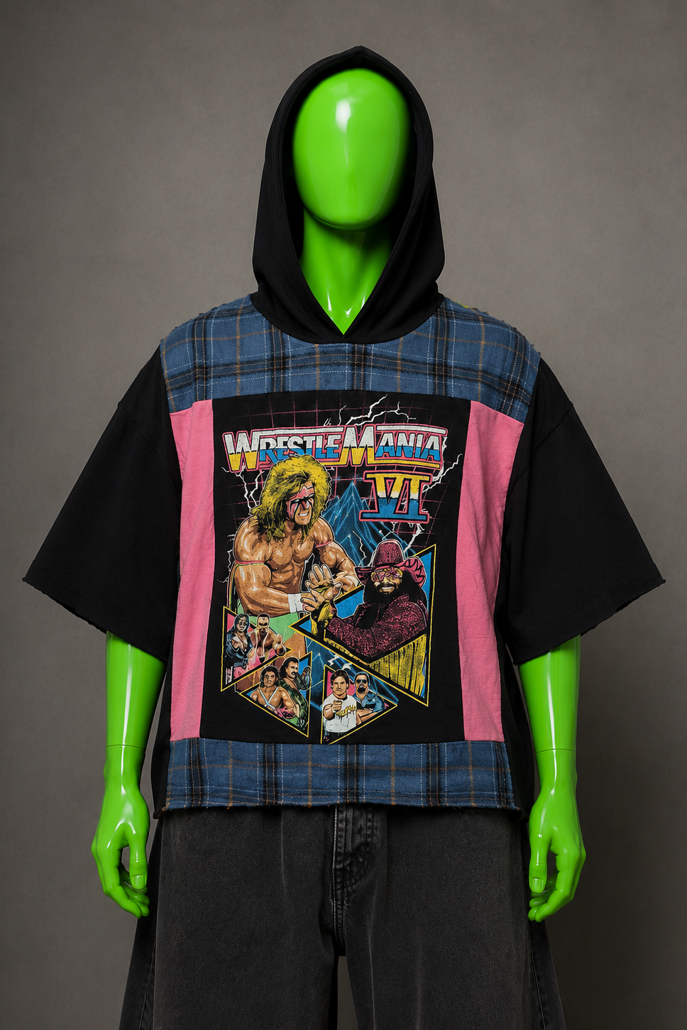 WrestleMania VI WWE Upcycled Hoodie – Grunge Streetwear | Y2K Style | 1of1