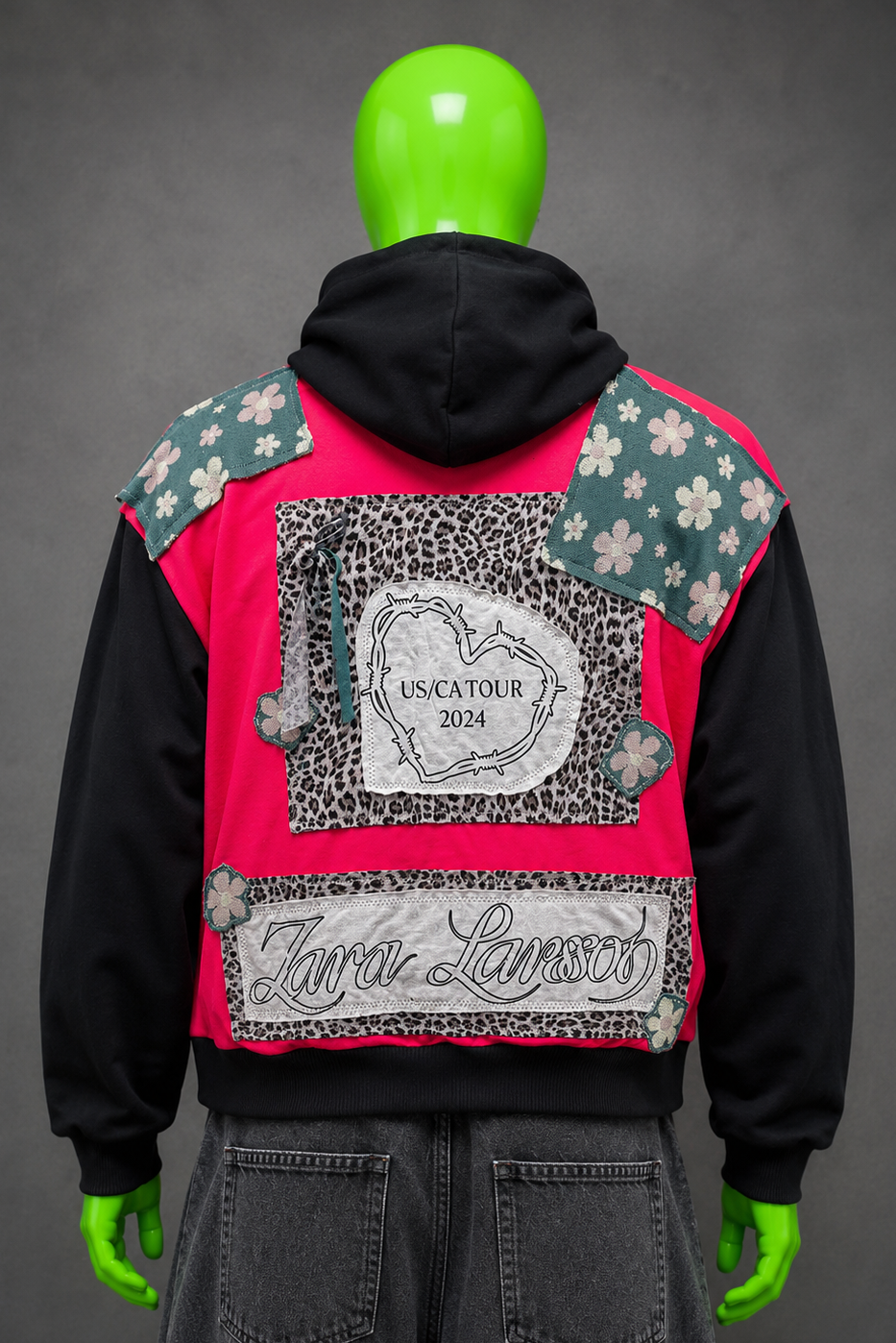 Zara Larson Patchwork Hoodie – 90s Grunge Streetwear | Vintage Inspired | Unisex