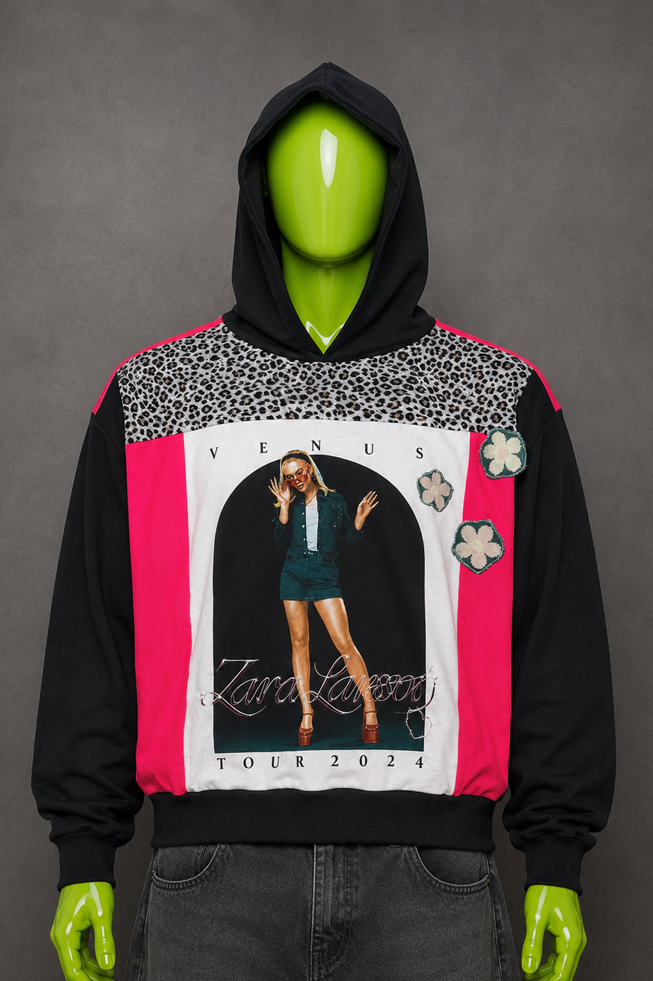 Zara Larson Patchwork Hoodie – 90s Grunge Streetwear | Vintage Inspired | Unisex