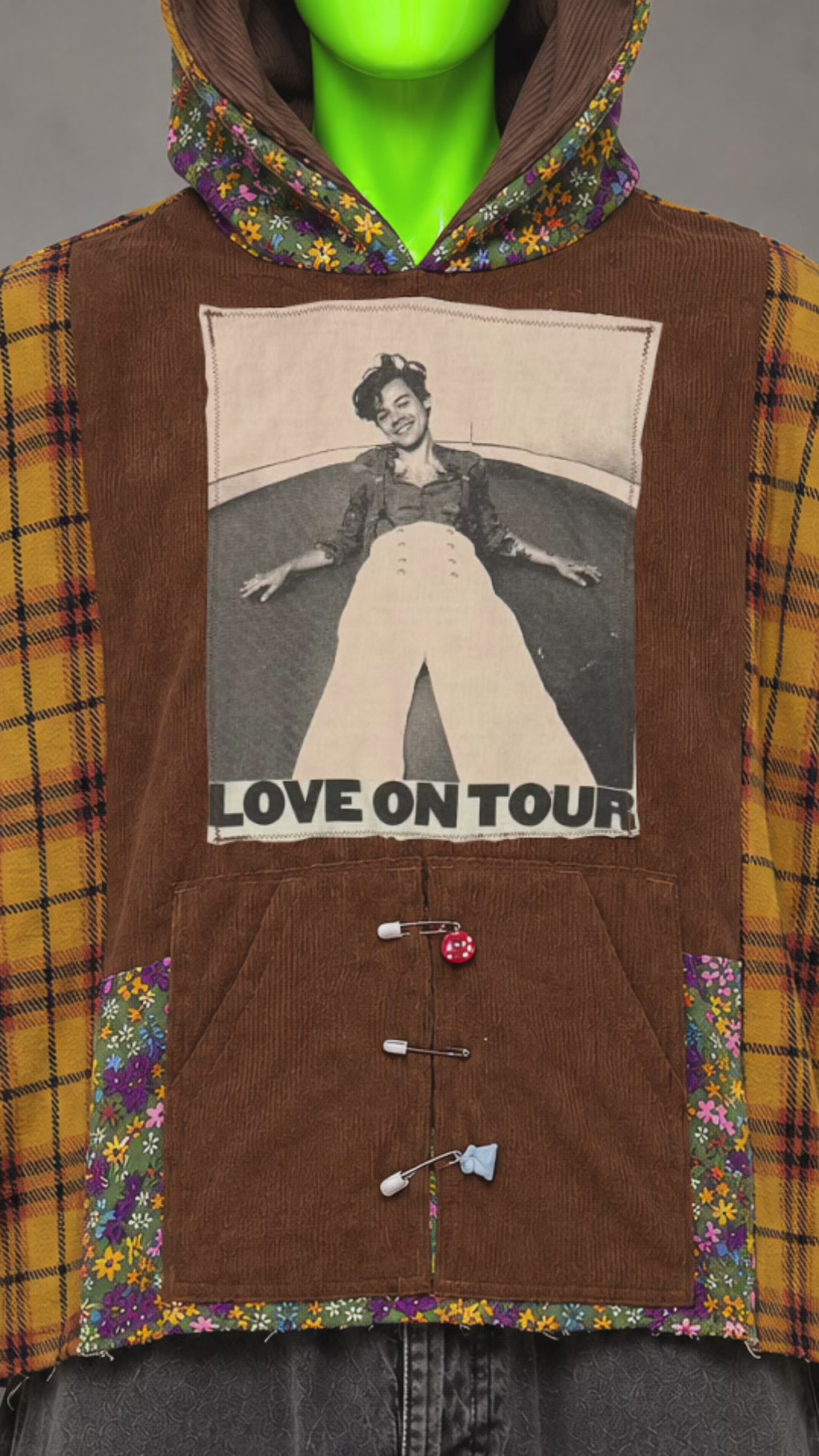 Harry Styles Love Tour Funky Boho Handmade Custom Reworked Hoodie | XL | 1 of 1 Streetwear | Cut & Sew
