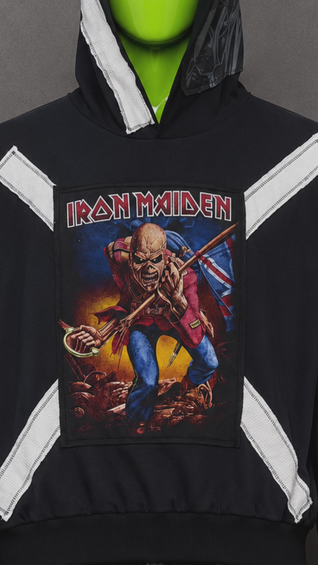 Iron Maiden Wings Distressed Hoodie – Metal Aesthetic | Reworked Streetwear Fit