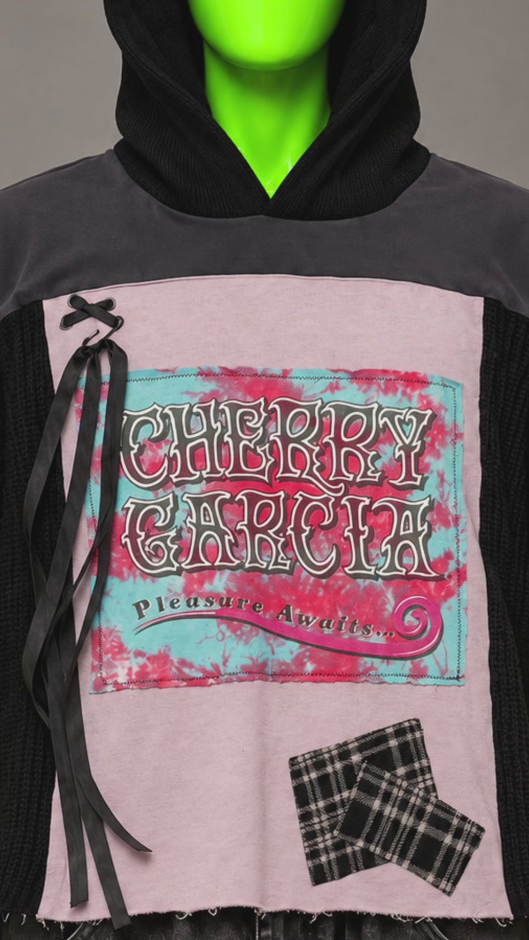 Cherry Garcia Pop Culture Nostalgia Handmade Custom Reworked Hoodie | XL | 1 of 1 Streetwear | Cut & Sew