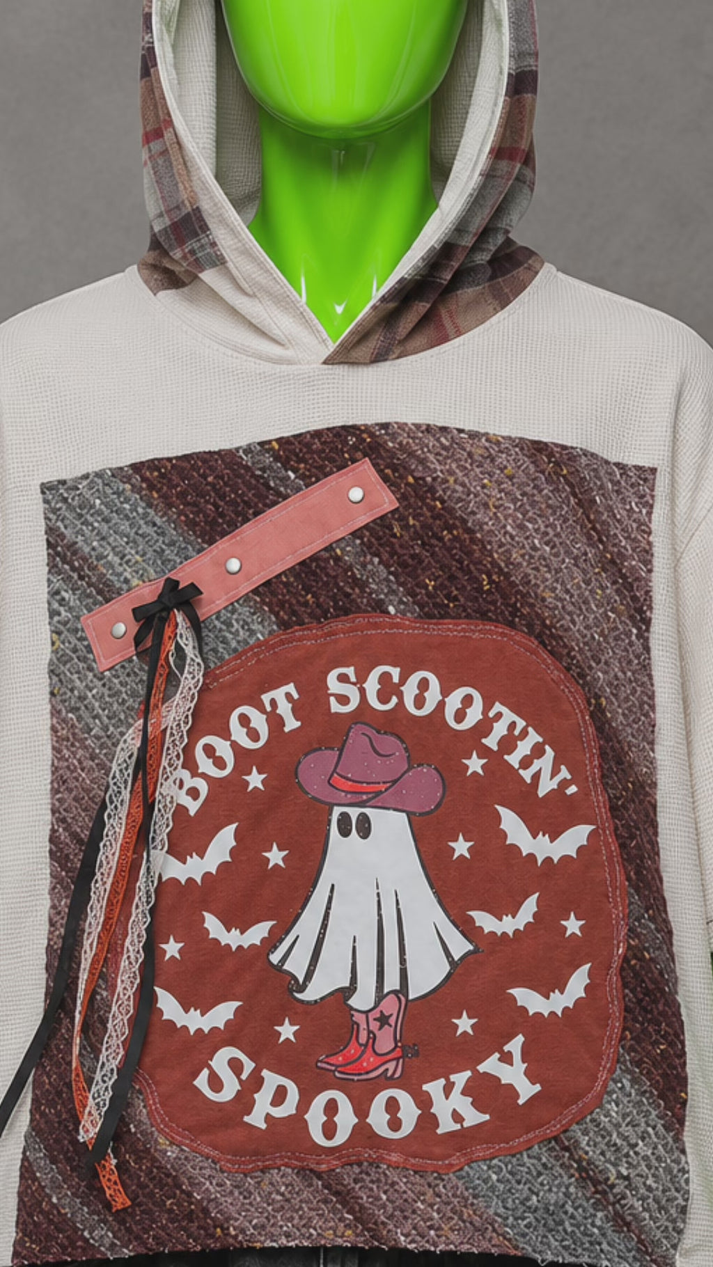 Country Ghost Upcycled Hoodie  – Festival Streetwear | Halloween Style | 1of1