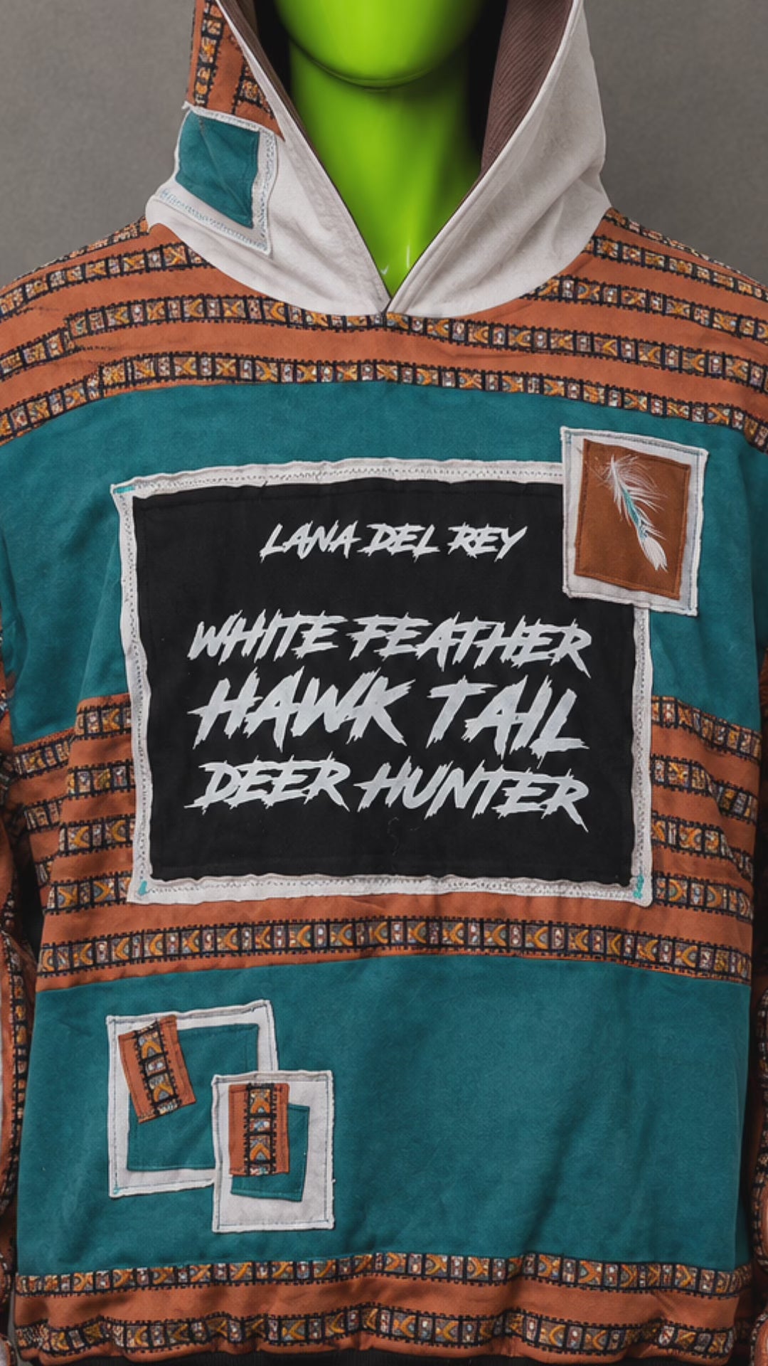 Lana Del Rey Feather Oversized Hoodie – Y2K Patchwork | Streetwear | Unisex