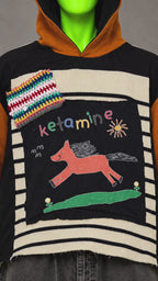 Ketamine Horse Humor Handmade Custom Reworked Hoodie | XL | 1 of 1 Streetwear | Cut & Sew