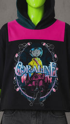 Coraline Halloween Reworked Patchwork Hoodie – Horrorcore Streetwear | Unisex