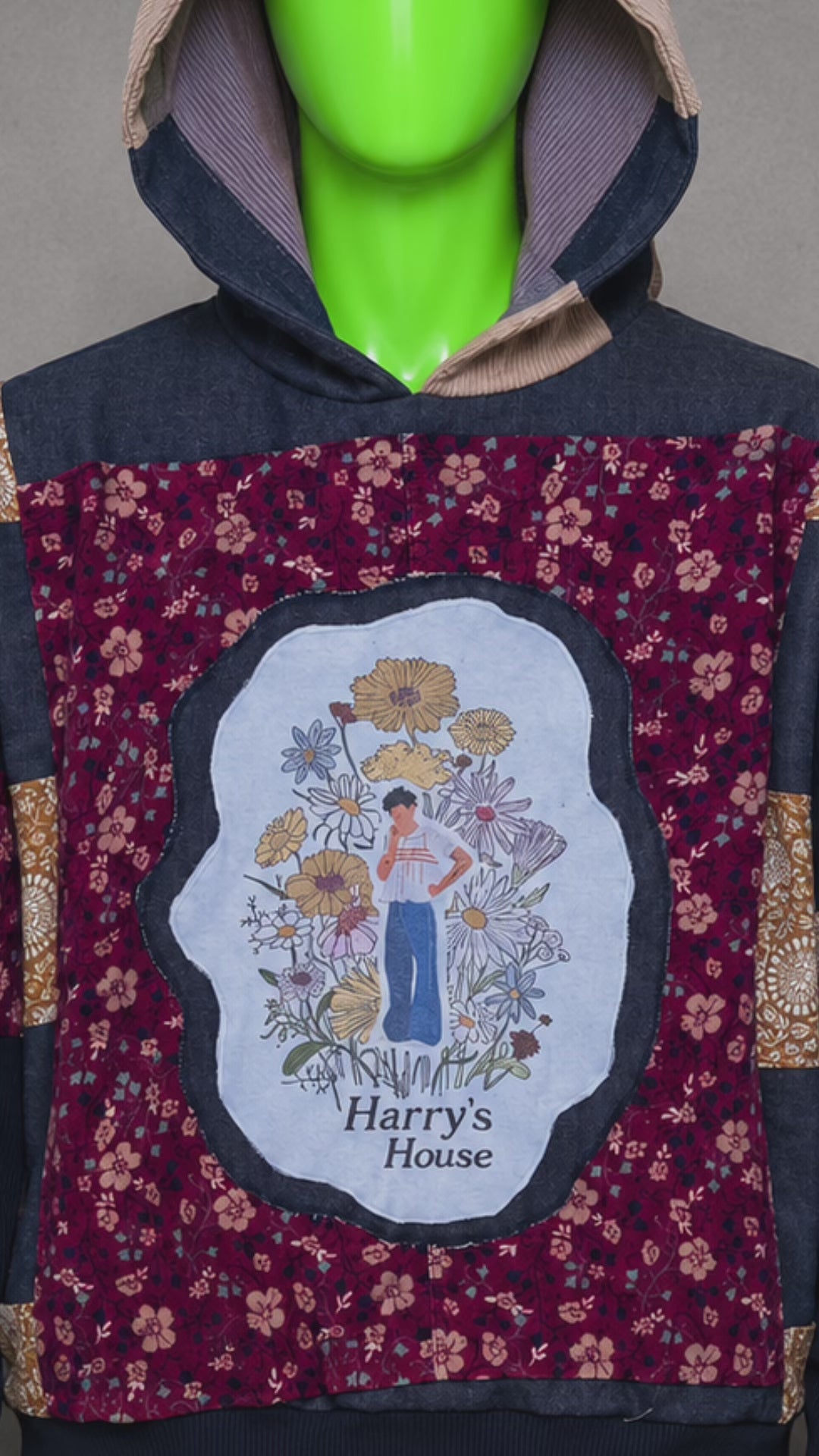 Harry Styles Bohemian Hoodie – Upcycled Streetwear | Retro Vibes | Festival Fit