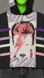 David Bowie Glam Rock Handmade Custom Reworked Hoodie | XL | 1 of 1 Streetwear | Cut & Sew