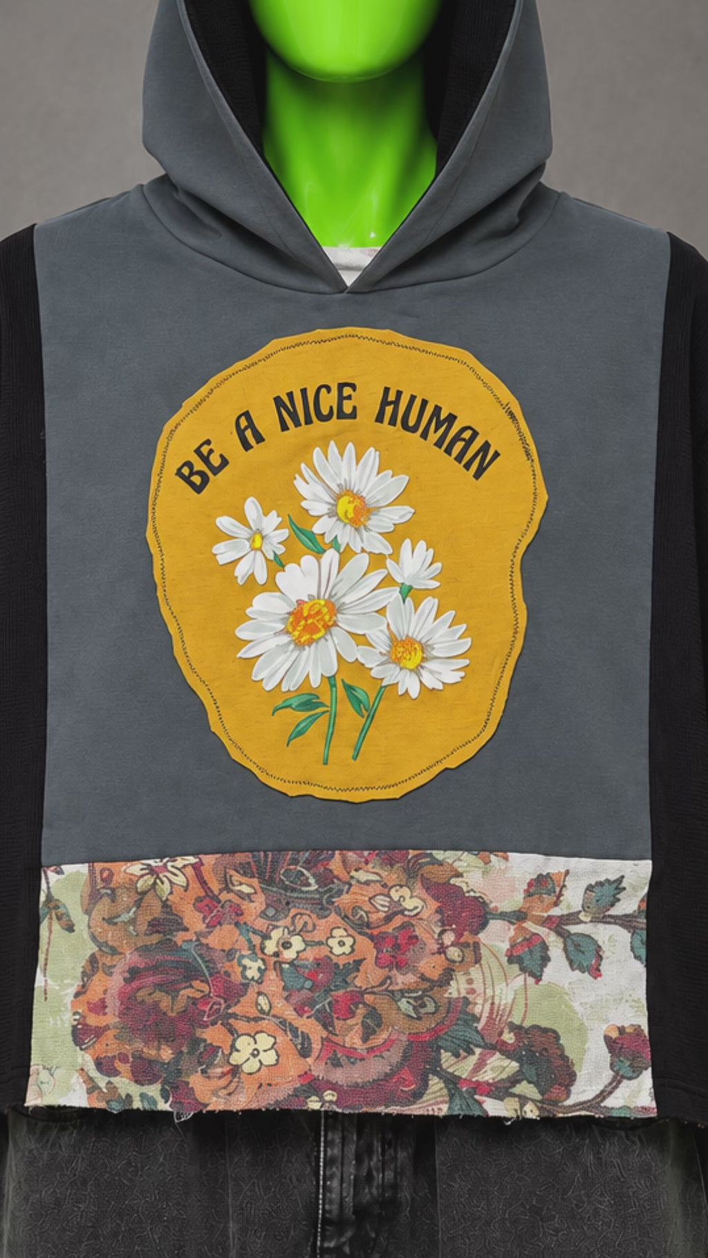 Be A Nice Human Pop Culture Handmade Custom Reworked Hoodie | XL | 1 of 1 Streetwear | Cut & Sew
