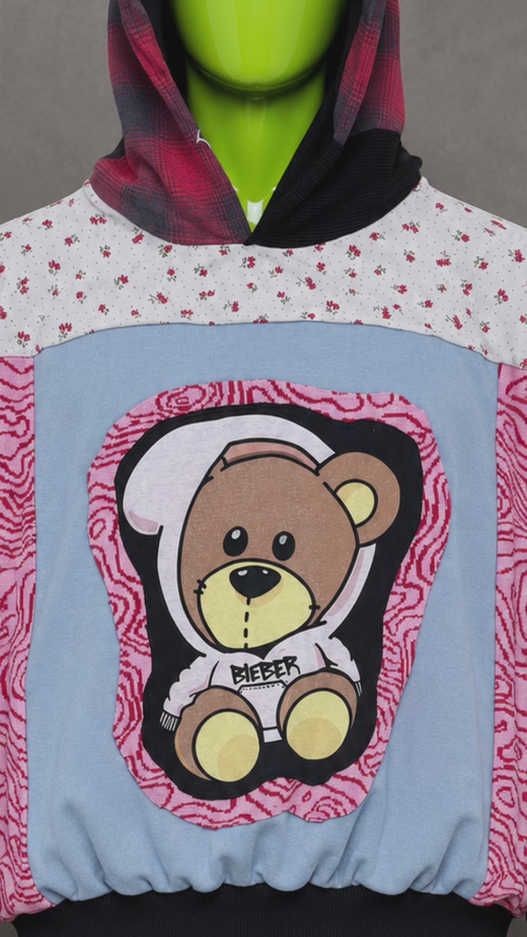 Justin Bieber Patchwork Hoodie – Y2K Streetwear | Indie Style | Reworked Unisex