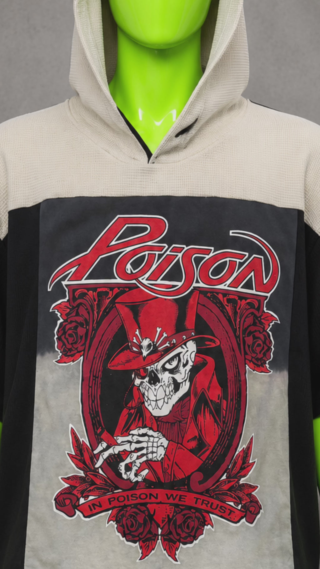 Poison Raven Skull Reworked Patchwork Hoodie –  Horrorcore Streetwear | Unisex