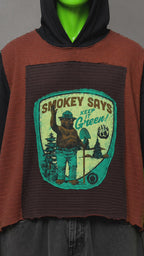 Smokey The Bear Upcycled Hoodie – Nostalgia Streetwear | Vintage Inspired | 1of1