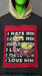 Hey Arnold Helga Upcycled Hoodie – Reworked Cartoon Streetwear | One of One