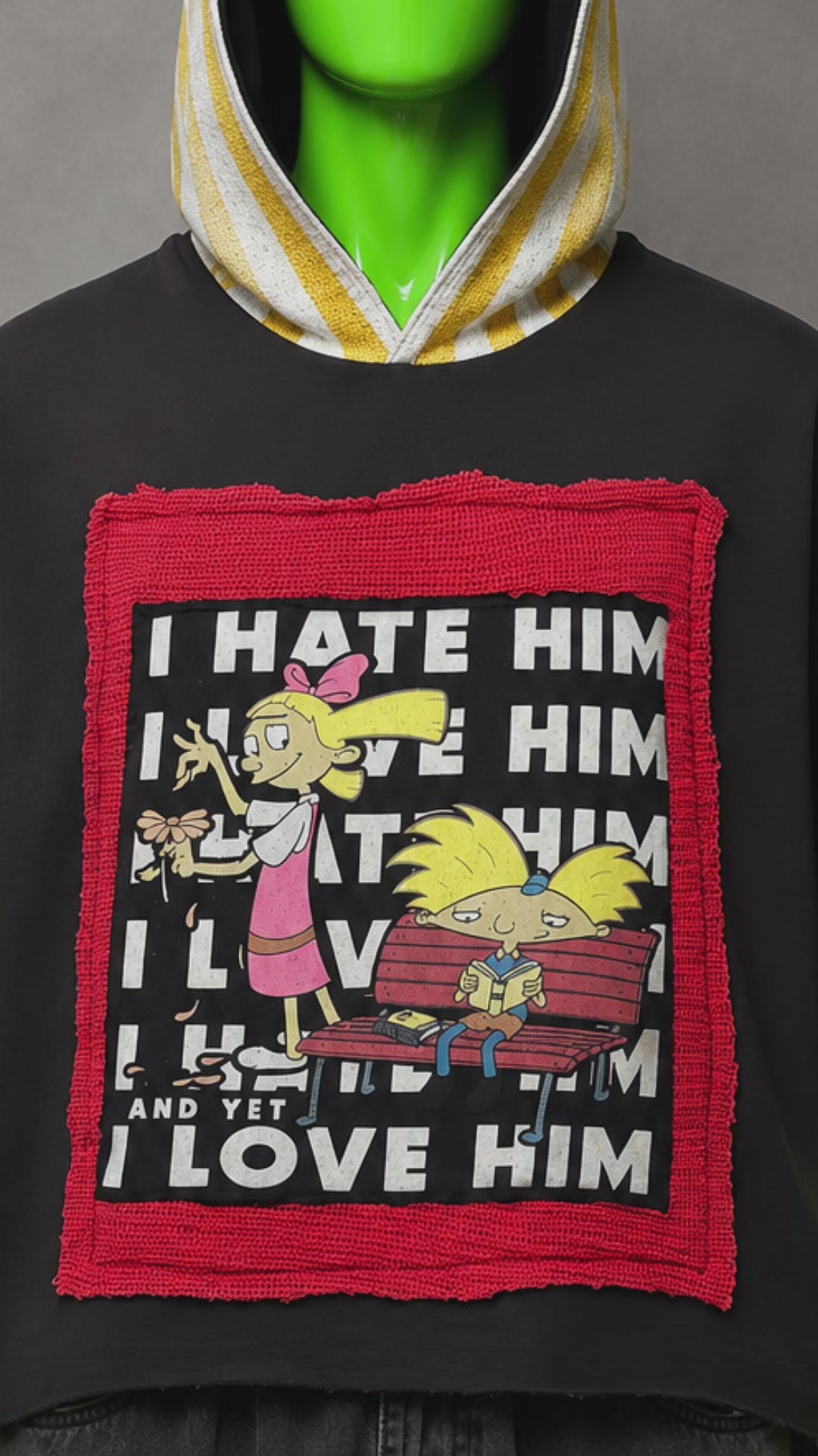 Hey Arnold Helga Upcycled Hoodie – Reworked Cartoon Streetwear | One of One