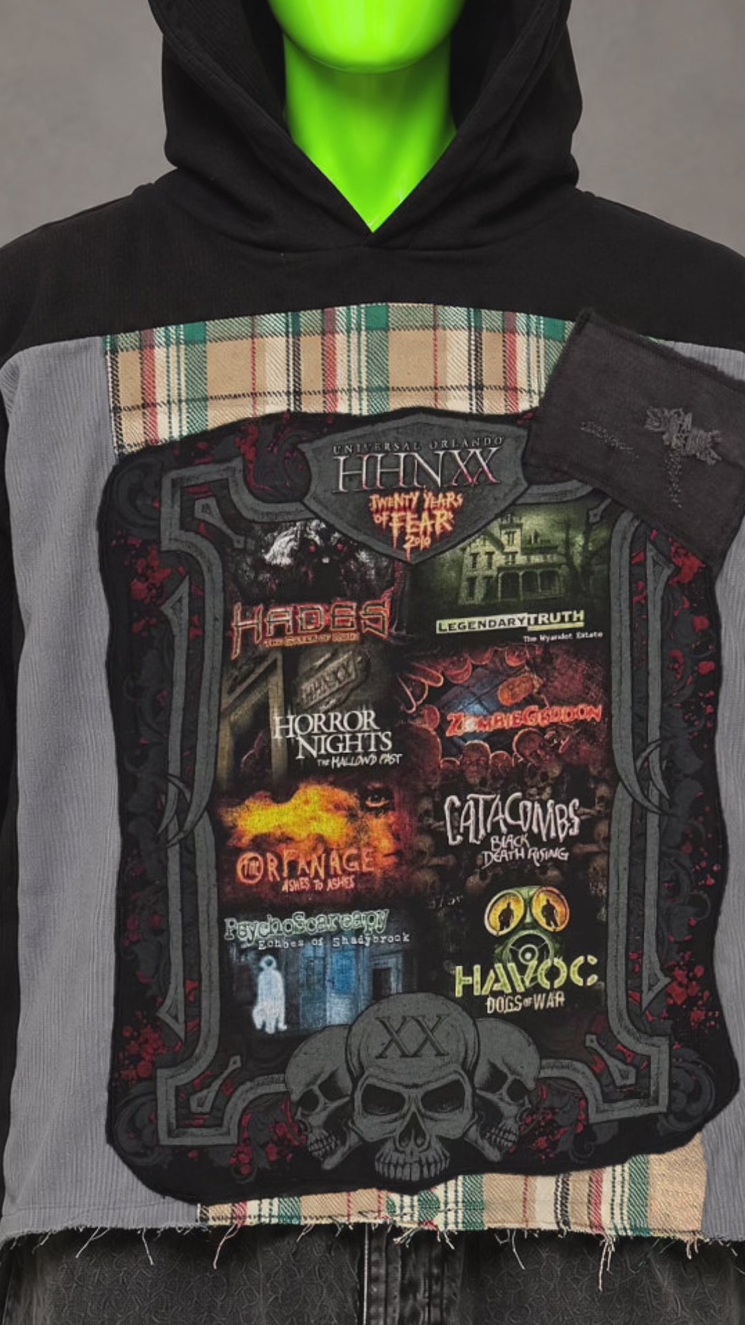 Halloween Horror Nights Darkness Handmade Custom Reworked Hoodie | XL | 1 of 1 Streetwear | Cut & Sew