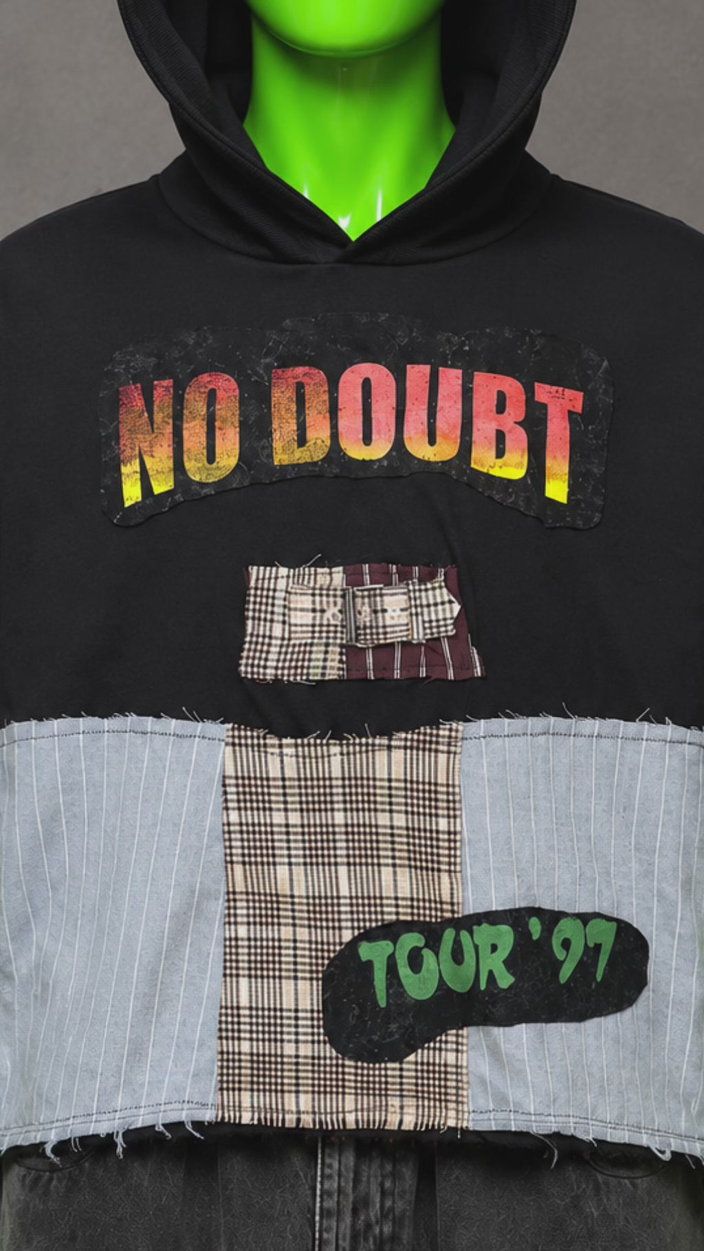No Doubt Reworked Patchwork Hoodie – Punk Pop Streetwear | Y2K Alt | Unisex