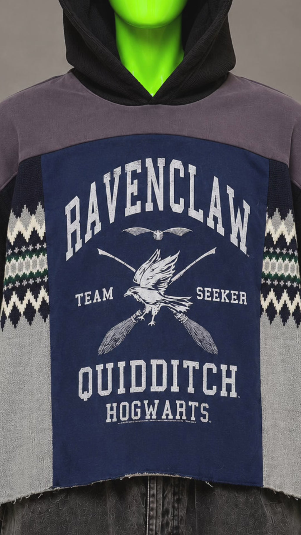 Ravenclaw Harry Potter Handmade Custom Reworked Hoodie | XL | 1 of 1 Streetwear | Cut & Sew
